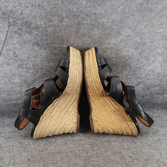 Sofft Shoes Womens 8.5 Sandals Wedge Espadrille Leather Strappy Platform Black - Picture 9 of 14